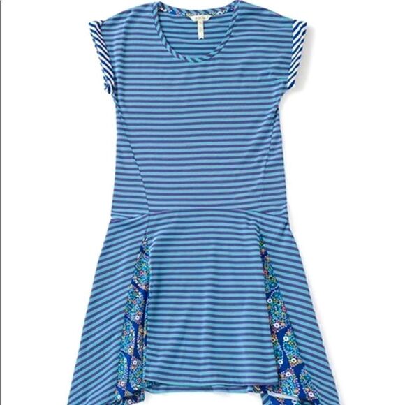 NWT Matilda Jane Walkabout Blue Striped Short Sleeve Flare Dress A Line S Nautic - Picture 2 of 11